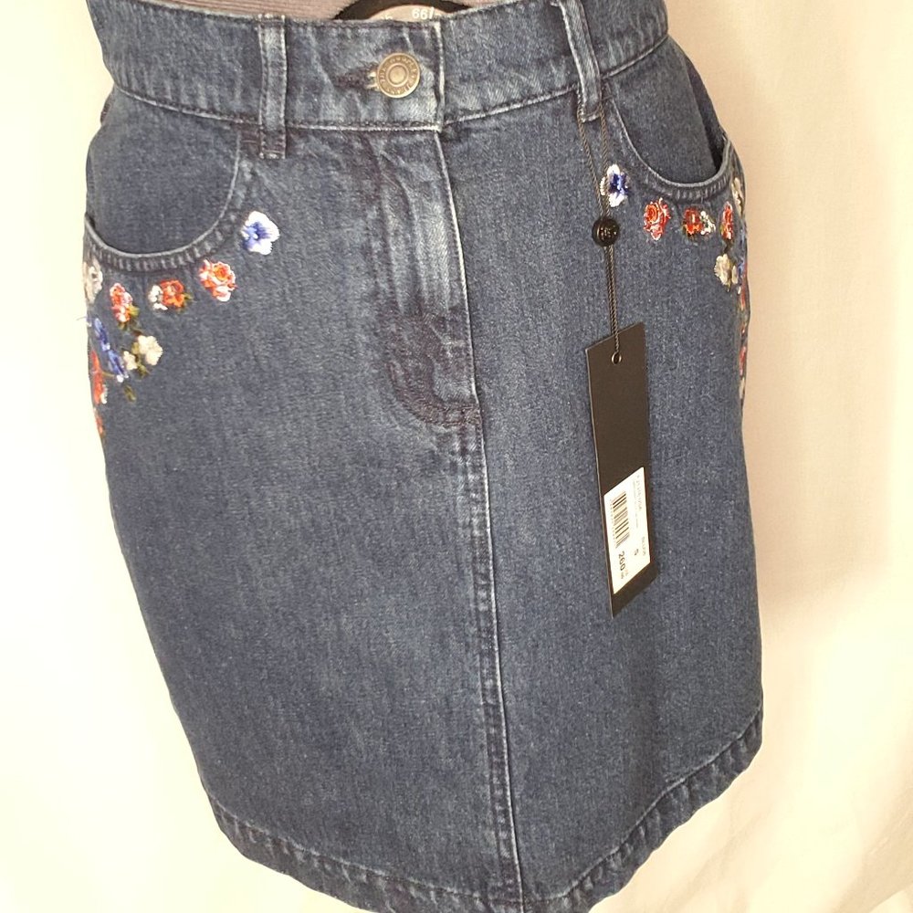 The Kooples Embroidered Denim Mini Skirt